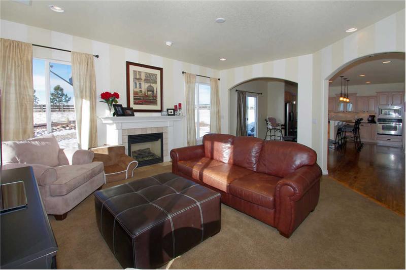Gas fireplace with blower in great room will keep you warm on these cold winter nights!