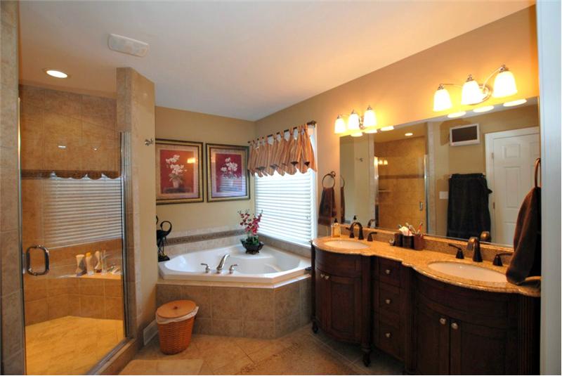 Granite counters, soaking tub, walk-in shower