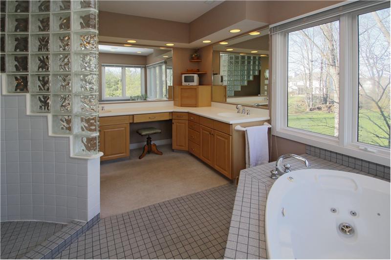 Master Bath/Spa: Walk-in shower and double sink vanity.
