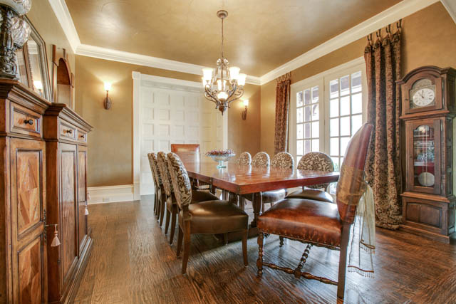 The formal dining room is sophisticated and has plenty of natural light beaming in.