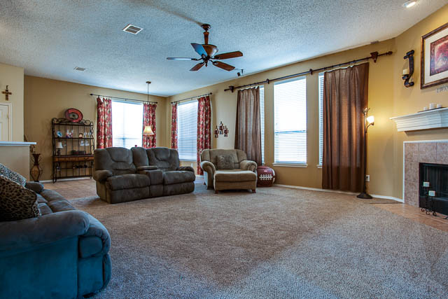 The home offers a large living area on the first floor.