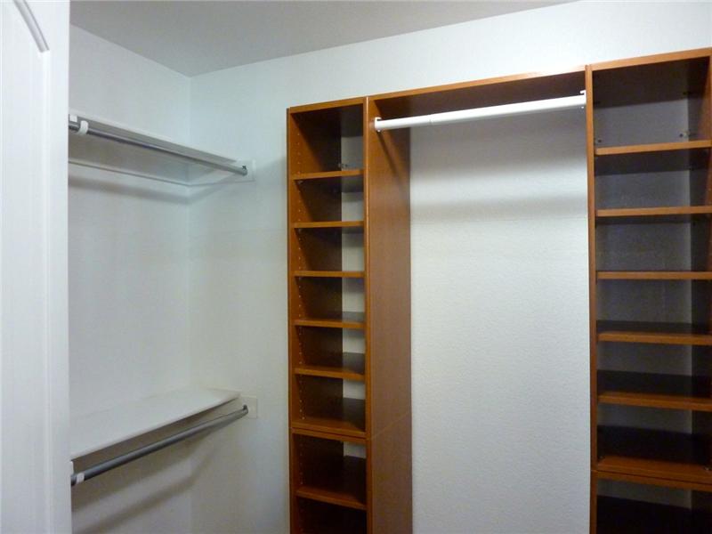 The spacious master closet has built in shoe shelves!