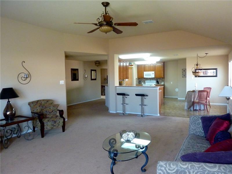 Living area is open to the kitchen and nook.