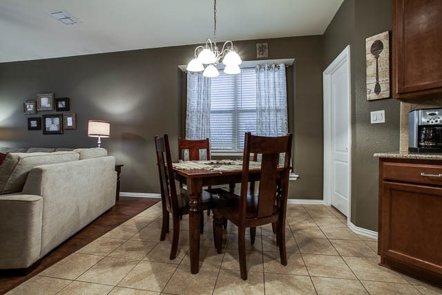 Notice the decorative lighting over the breakfast nook