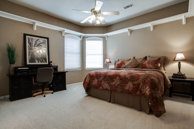 A guest suite is featured in the home.