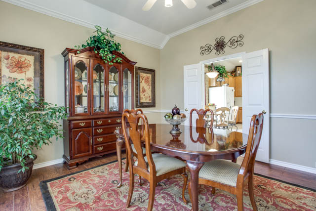 The formal dining room is just off the entryway.