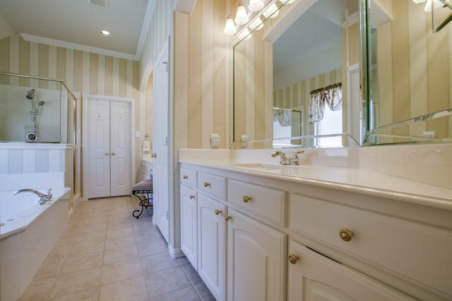 The spa-like master bath will relax you.
