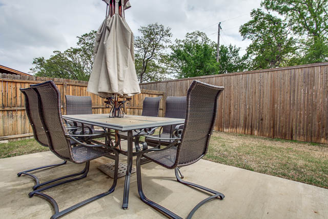 An open patio provides a great space for relaxing outdoors.