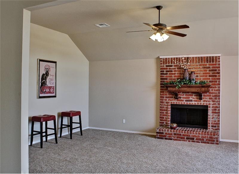 Vaulted ceiling in living room