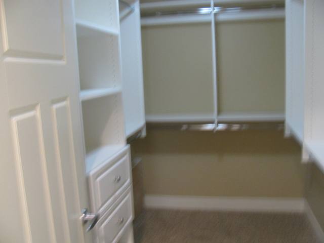 Walk-in closet in the masrer bedroom with organizers